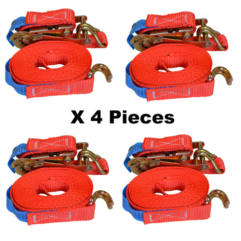 8m Ratchet Straps/Cargo Lashes 800Kg 25mm Wide with 'D' Ring Ends. NEW x 8
