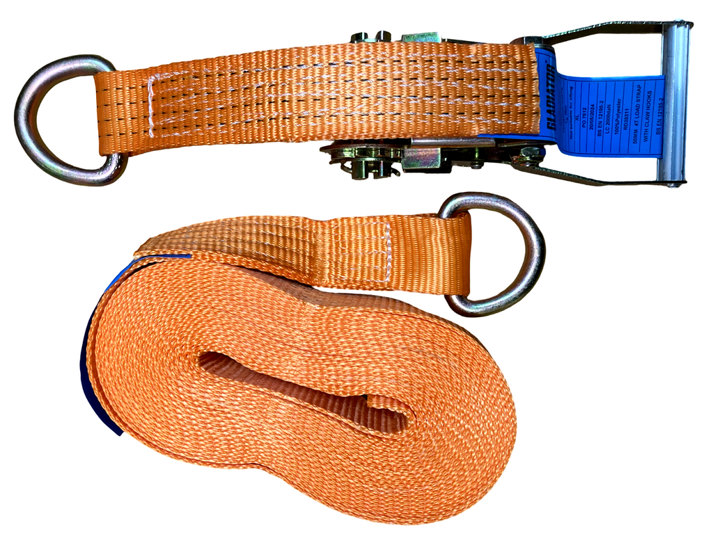 2 x Delta Ring D-Ring Ratchet Strap Sets 50mm x 4 Ton Heavy Duty 10m Length