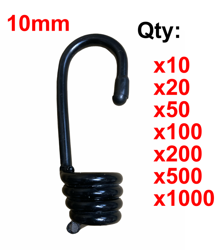 10mm Bungee, Shock Cord Hooks 5mm Plastic Coated, with end caps High Quality