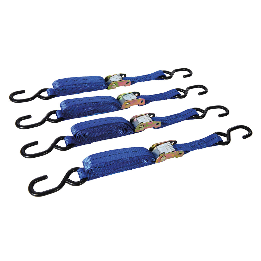 Silverline Cam Buckle Ratchet Tie Down Strap S-Hook 2m x 25mm (Pack of 4)
