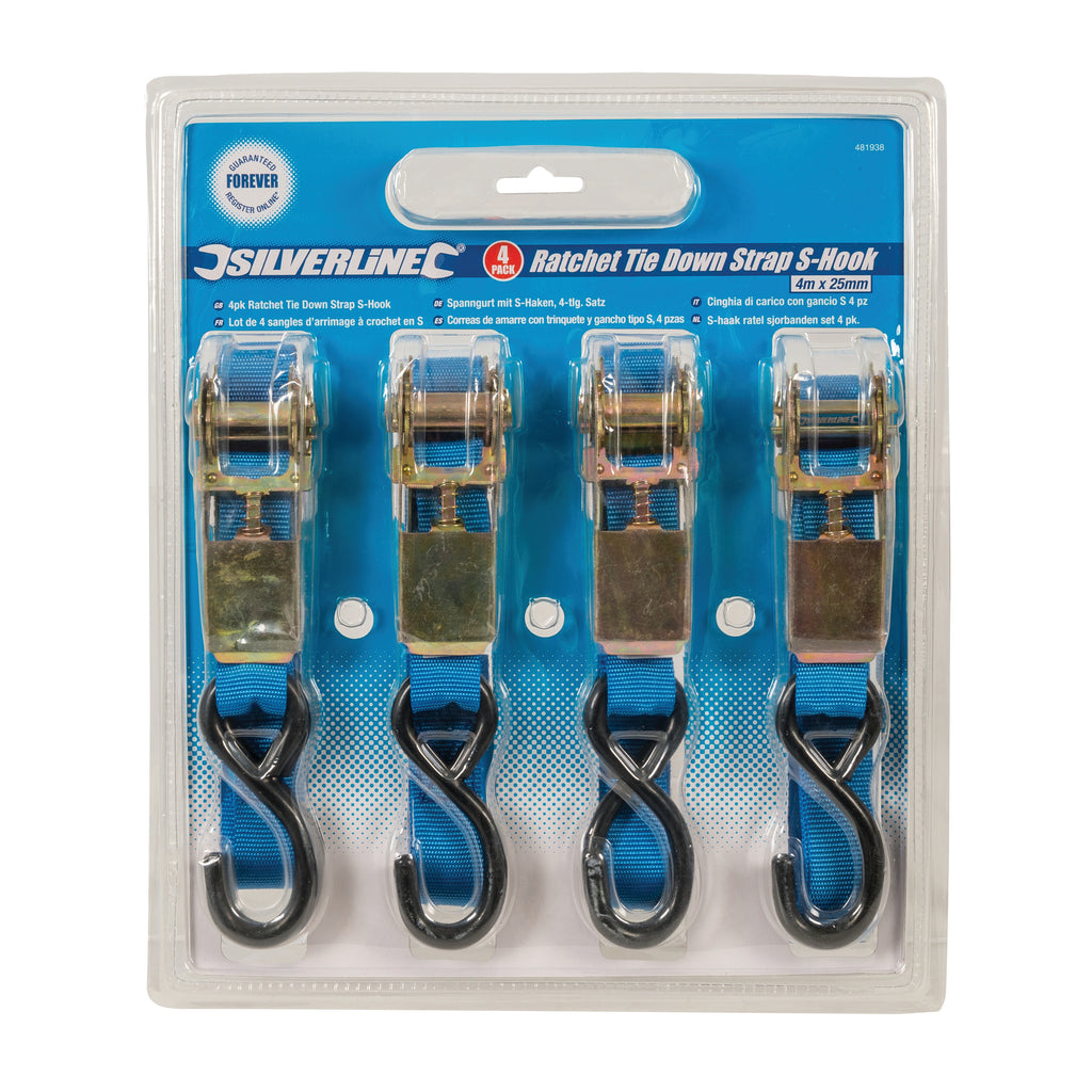 Set of 4 x 700kg Ratchet Straps