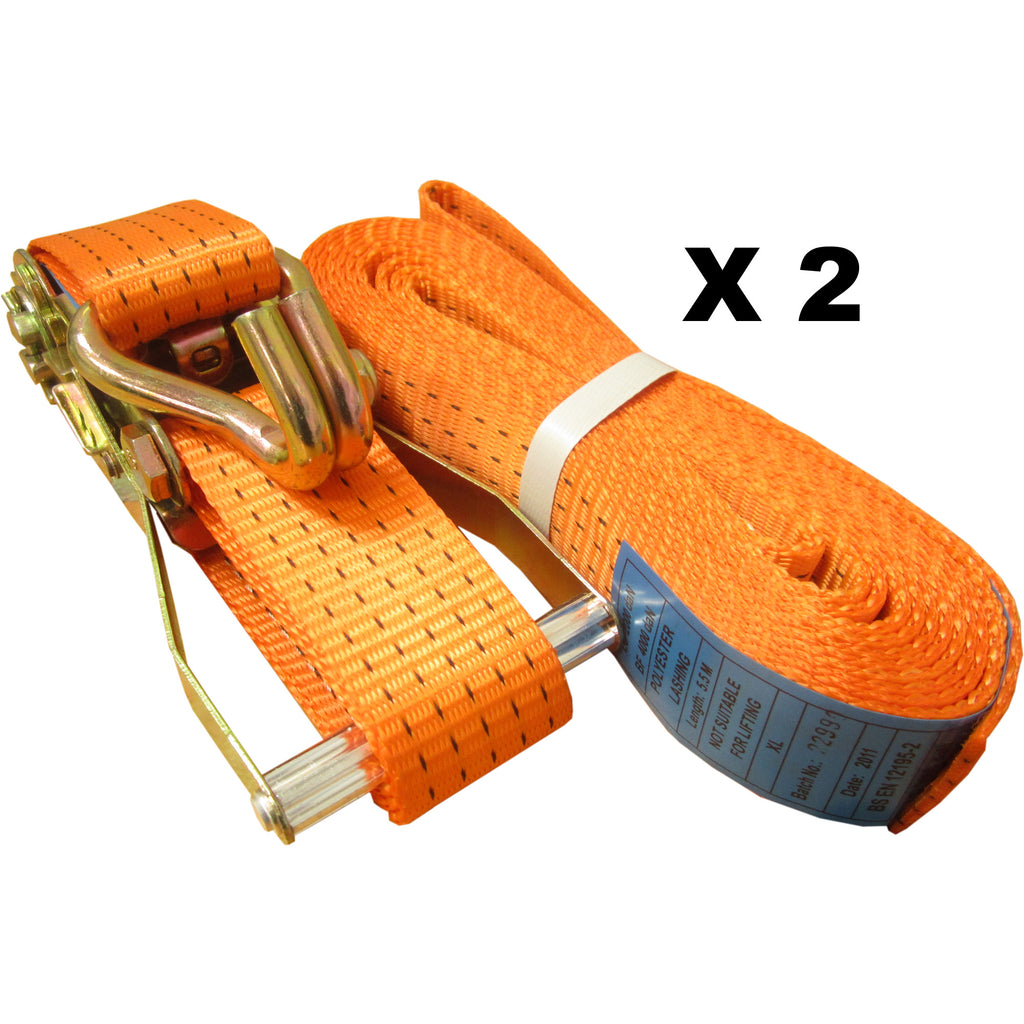 5.5m Ratchet Straps/Cargo Lash 4 TON 50mm with Claw and Loop Ends. NEW x 2