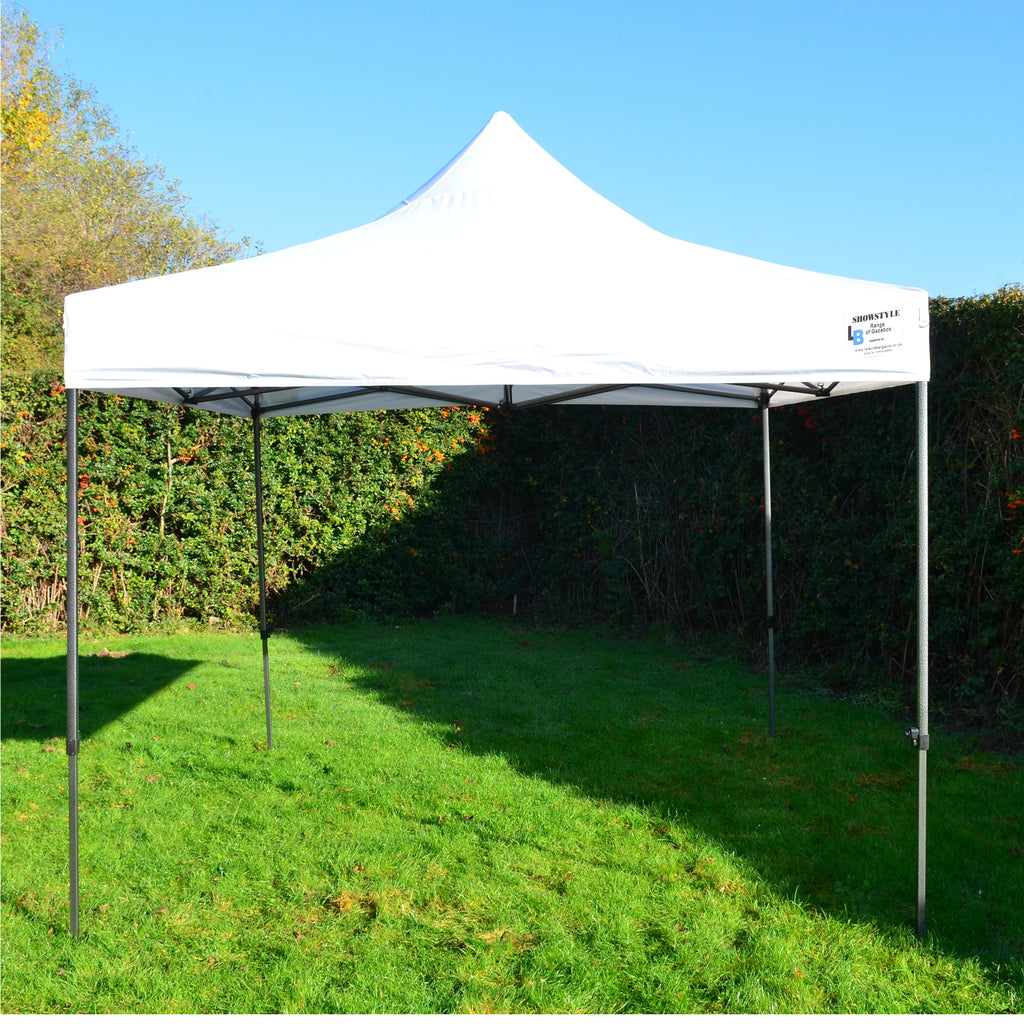 White Heavy Duty SHOWSTYLE® Commercial Grade Gazebo 3m x 3m FIRE RETARDANT