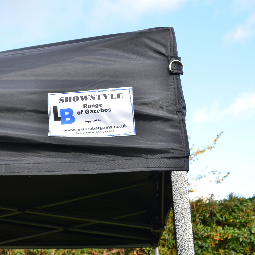 Black Heavy Duty SHOWSTYLE® Commercial Grade Gazebo 3m x 3m FIRE RETARDANT