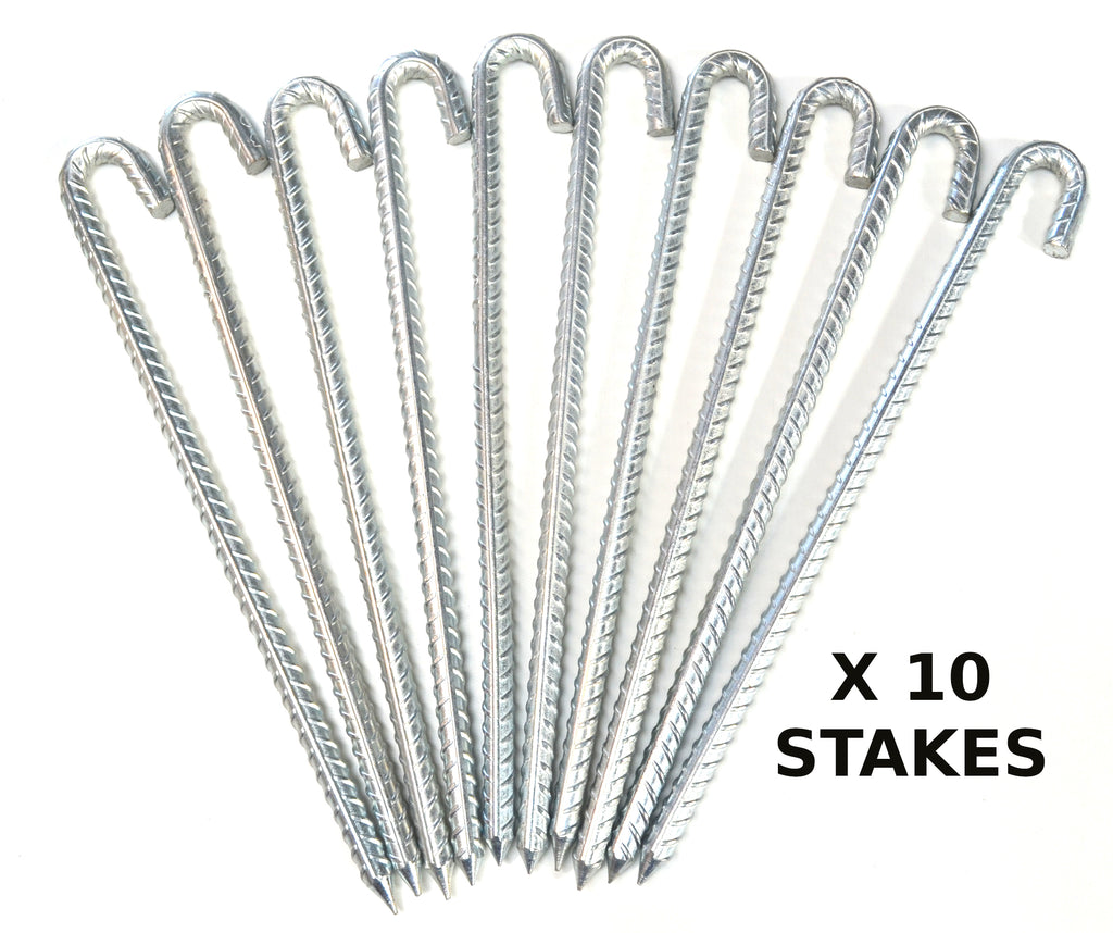 10 x Galvanised 10mm x 305mm Tent, Marquee, Trampoline stakes