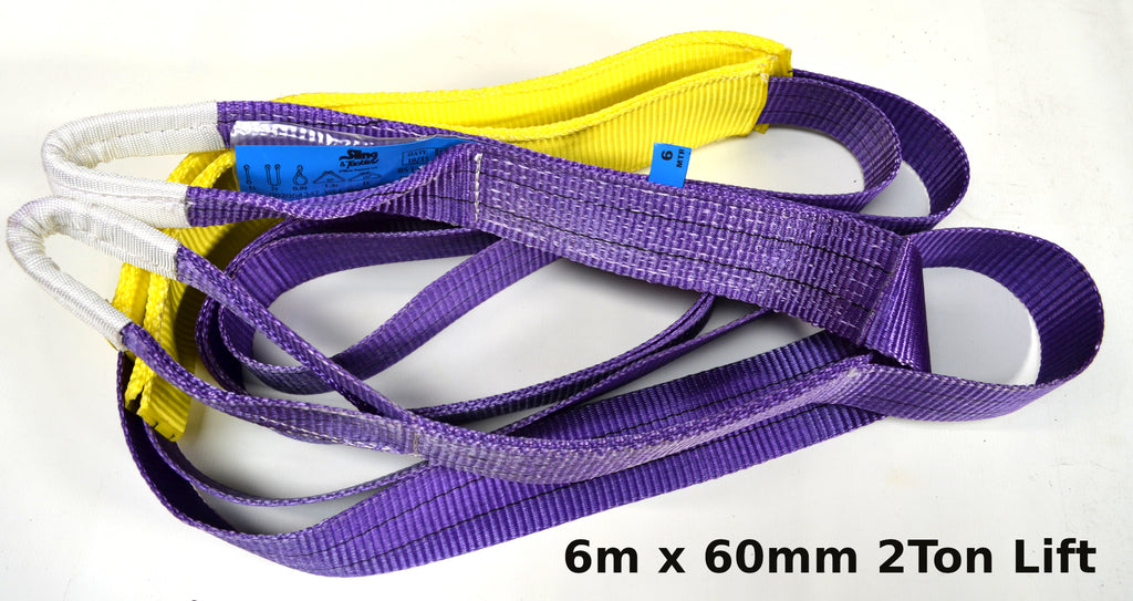 Duplex Lifting Sling 6m x 60mm. 2Ton lift with abrasion guards + 2 x D-Shackles