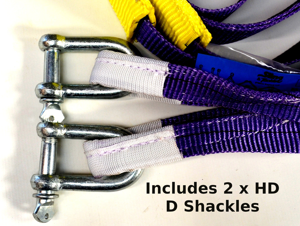 Duplex Lifting Sling 6m x 60mm. 2Ton lift with abrasion guards + 2 x D-Shackles