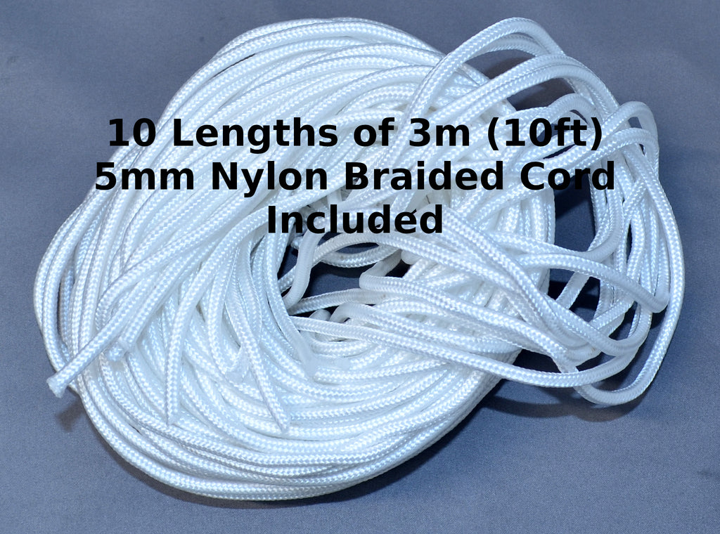 10 x Strong Heavy Duty Tent Pegs 230 x 5mm Zinc Plated +10 Lengths Nylon 3m Cord