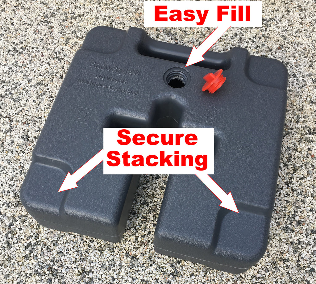 2 x Ex-Demo SHOWSTYLE® Heavy Duty NEW DESIGN Gazebo Leg Water Weights High-density HDPE