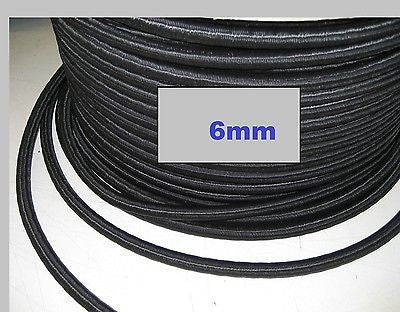 10m 6mm NEW ELASTIC SHOCK BUNGEE CORD Black