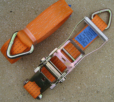 8m Ratchet Straps 4 TON 50mm Wide with 'D' Ring Ends x 2