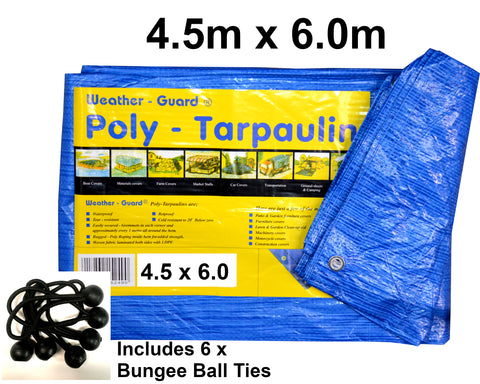 Weather-Guard Poly - Tarpaulin Blue 3.6m x 5.4m Lightweight 80gsm