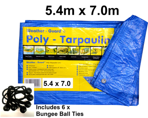 Weather-Guard Poly - Tarpaulin Blue 4.5m x 6.0m Lightweight 80gsm
