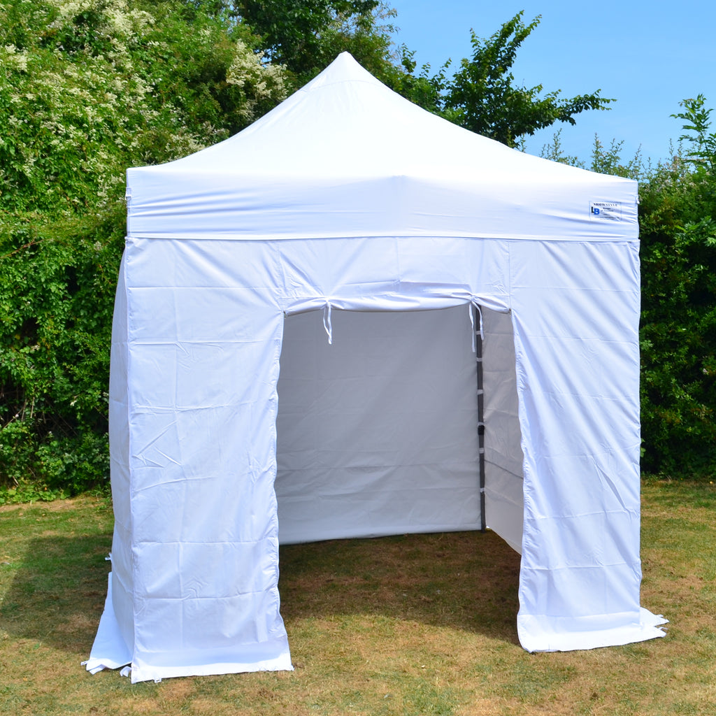 White Heavy Duty SHOWSTYLE® Commercial Grade Gazebo 2.5m x 2.5m FIRE RETARDANT