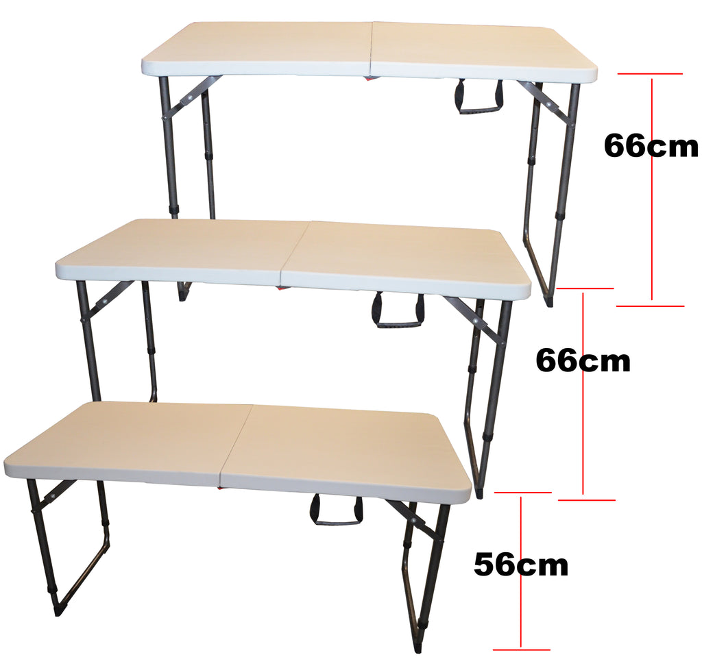 Folding Table 4ft with THREE Adjustable Heights, Easy Lock Mechanism Very Strong