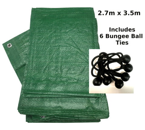 5.5 x 7.0 metre Green and White Striped Waterproof Tarpaulin Covers with eyelets