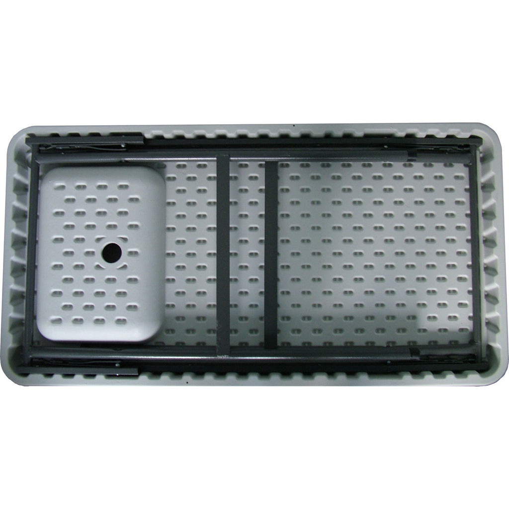 Blow moulded white sink unit/ preparation table with tap, hose pipe connector and waste pipe