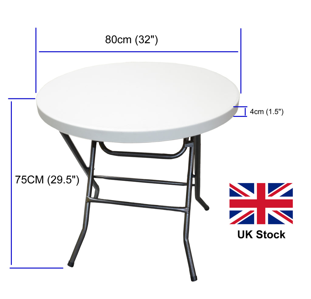 Camping, Caravan Table, 32 Inch Round, Picnic, BBQ, 32" Folding Outdoor Garden