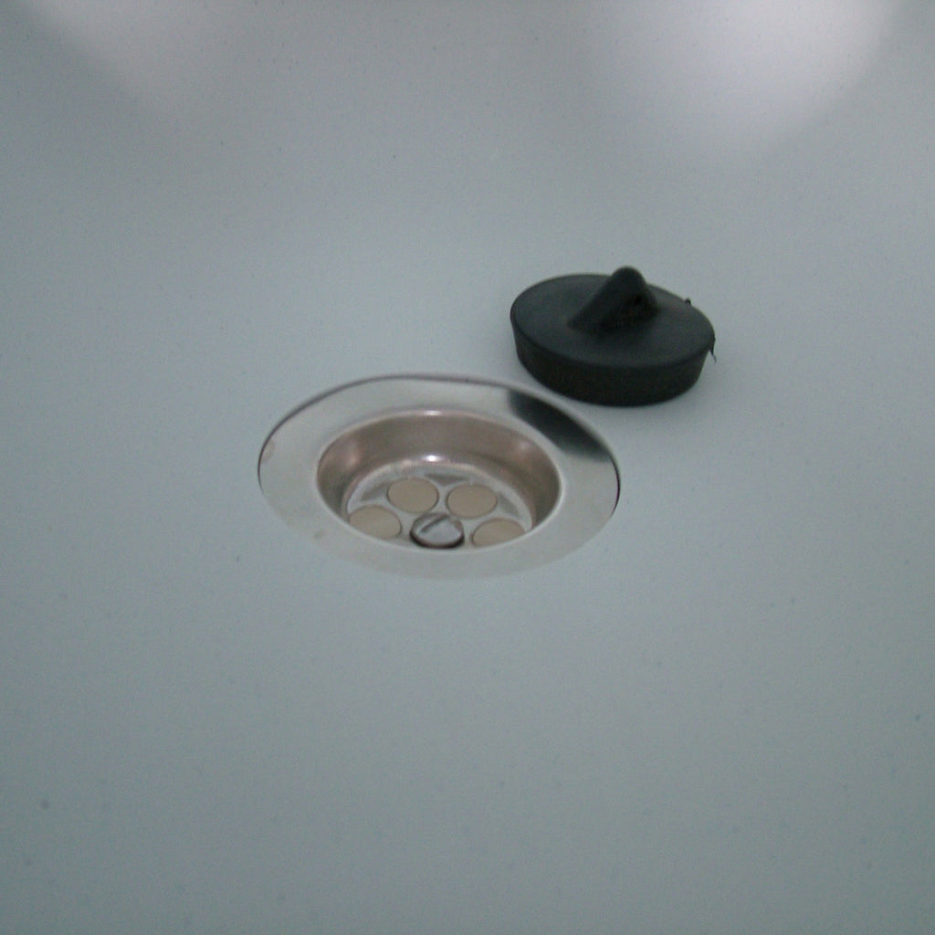 Blow moulded white sink unit/ preparation table with tap, hose pipe connector and waste pipe