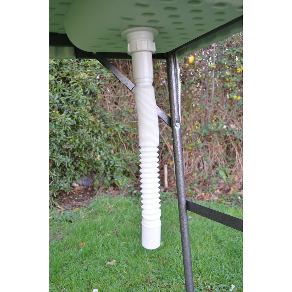 Blow moulded white sink unit/ preparation table with tap, hose pipe connector and waste pipe