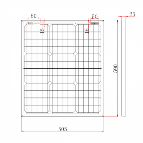 50W Solar Panel, 5m cable, 5BB, German cells Monocrystalline Panel