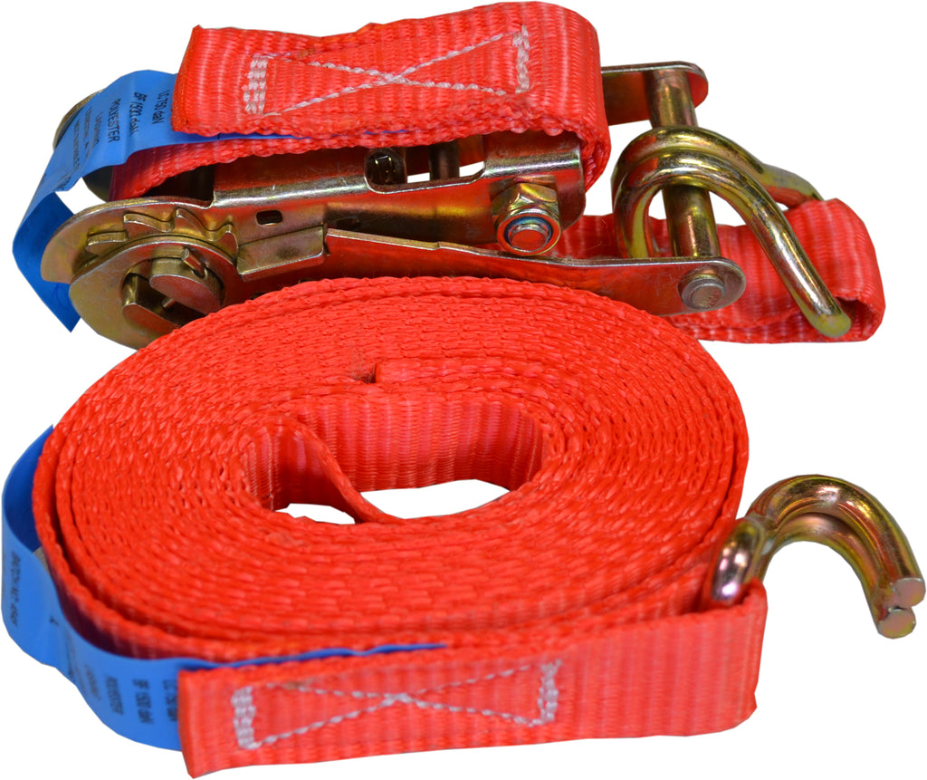 4 x  25MM Super Quality HD 6m 1.5 Ton Red Ratchet Straps Tie Down Claw J Hook
