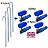 8 Piece Medium Duty Ratchet Strap Tie Down Kit Gazebo / Trampoline + Pegs Strong