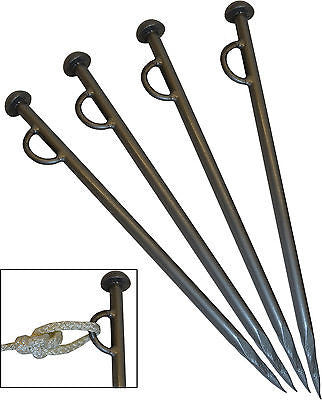 Very Heavy Duty Mooring Stakes for Canal & River Boats with Eyelet & Ring x 8