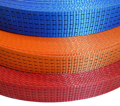 Polyester/Nylon Ratchet Strap Webbing 50mm (2") Red/Blue/Orange10m/20m/30m