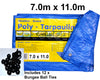 Heavy Duty Lightweight Tarpaulin Blue 7.0m x 11.0m (23' x 36') 80gsm