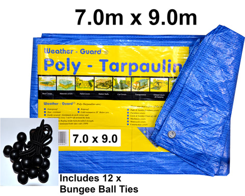 Weather-Guard Poly - Tarpaulin Blue 2.7m x 3.6m Lightweight 80gsm 1/2/5/10