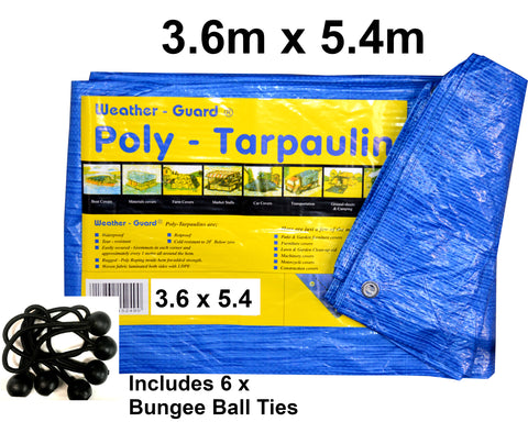 Weather-Guard Poly - Tarpaulin Blue 2.7m x 3.6m Lightweight 80gsm 1/2/5/10